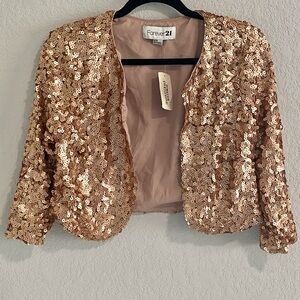 NWT Rose Gold Sequin Crop Dress Up Jacket